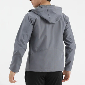 Chaqueta de Forro Polar con Capucha para Hombre, Color Gris, Cierre de Cremallera, Informal, Cortavientos, Ropa de Abrigo para Otoño, Corte Regular, Color Sólido, Tejido de Poliéster - Product Image 2