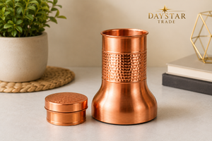 Bouteille d'eau en cuivre Daystar Trade, finition martelée, écologique, réutilisable, design classique avec poignée, pour usage extérieur - Product Image 3