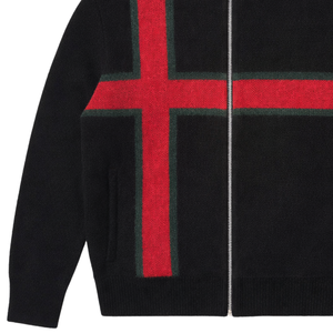 Suéter de punto con cremallera, negro, de lujo, cuello alto, cremallera completa, manga larga, cálido, informal, estilo streetwear, cárdigan - Product Image 5