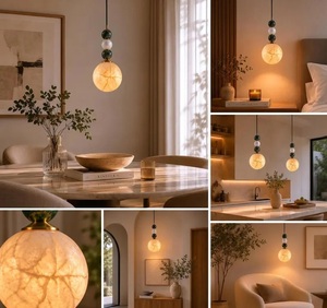 Marble Globe Pendant Light Round Minimalist Design Indoor Ceiling Mount Home Decor Living Room Modern Interior Decorations - Product Image 5