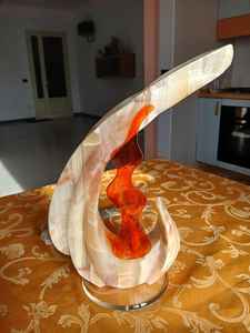 Lampe Sculpturale en Onyx Rose avec Verre – Décoration Intérieure Élégante, Éclairage Artistique Unique en Pierre Naturelle, Pièce d'Accent Faite à la Main - Product Image 3