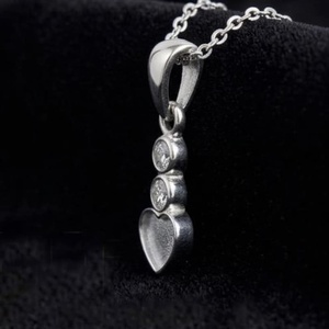 925 Sterling Silver 6mm Heart <b>Blank</b> Bezel Pendant with CZ DIY Resin Ashes Memorial Keepsake Breastmilk Pendant Jewelry Making - Product Image 2
