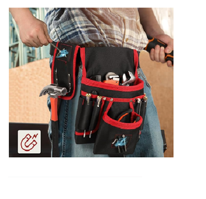 Heavy Duty Tool <b>Belt</b> With Multiple Pockets Black And <b>Red</b> Color For Workshop Use - Product Image 3