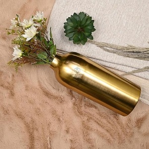 Designer handmade metal vase modern gold polish decorative pot perfect for flower arrangement home <b>table</b> or corner decor accent - Product Image 4