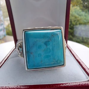 Bague en argent sterling Whitney Kelly avec turquoise, bijoux en pierres précieuses faits à la main, design élégant pour femmes, vente en gros, exportation - Product Image 1