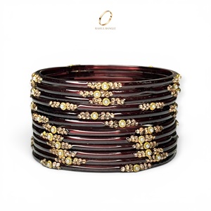 Premium Quality Indian Jewelry Maroon Kashmiri Raindrop Wine <b>Red</b> Glass Bangles Gold Plated Crystals Wedding Wear Wholesale Price - Product Image 5