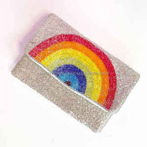 Go Bears Beaded Coin <b>Purse</b> <b>Green</b> Yellow Zipper Closure Handmade Mini Unisex - Product Image 5