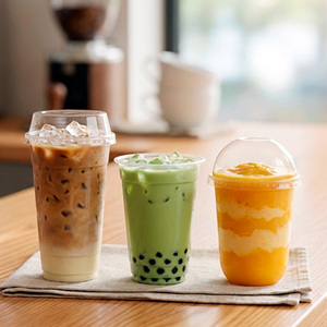 Transparent Plastic <b>Cups</b> with Lids 12-16-22 oz Disposable PP for <b>Cold</b> Drinks Coffee Milk Tea - Product Image 1