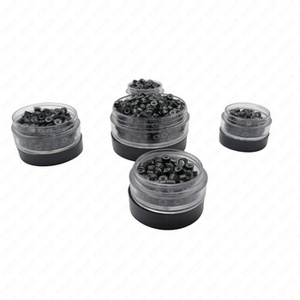 Black <b>Silicone</b> Lined 5mm Micro Link <b>Beads</b> Hair Extension Rings 200PCS Wholesale OEM Supply - Product Image 3