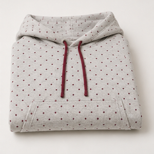 Sweat à capuche personnalisable gris chiné clair pour femme, coupe moderne et ample, à pois micro-espacés, en coton et chanvre doux - Product Image 2