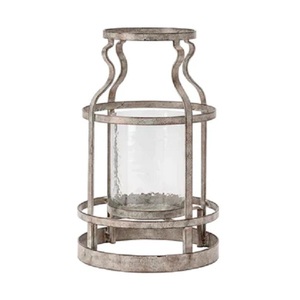 Rustic Finished Shaped Candle Holder at Affordable Price Metal Galvanized <b>Frame</b> Candle Holder With <b>Glass</b> Tealight Handmade - Product Image 1