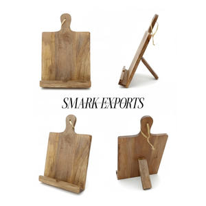 Support pour tablette et livre de cuisine avec design pliable, planche à découper multifonction et porte-livre, bois rustique, 50 meubles de bureau - Product Image 3