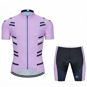 Sportswear light purple Custom <b>cycling</b> set slimfit men <b>women</b> <b>short</b> sleeve bib <b>shorts</b> set breathable quickdry outdoor Riding gear - Product Image 1