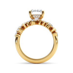 Anillo de compromiso de oro rosa de 10 quilates con diamantes cultivados en laboratorio, corte esmeralda, pera redonda y marquesa, 5.00 quilates en total, diseño de lujo - Product Image 6