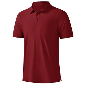 Polo en piqué à manches courtes pour homme, couleur bordeaux, décontracté, tricoté, coupe classique - Product Image 1