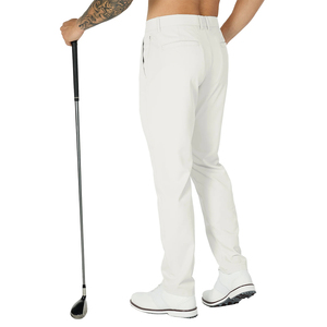 Pantalon de golf blanc pour homme, respirant, tissé, style décontracté uni, fermeture boutonnée - Product Image 1
