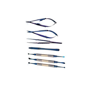 Juego de 7 Instrumentos Quirúrgicos Manuales para Microcirugía Ocular, Acero Inoxidable, Portaagujas, Acabado Azul Dorado, Bandeja, Hospital - Product Image 4