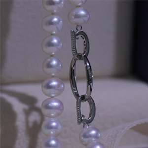 Collier de perles d'eau douce de Zhuji 2025, petites perles de riz, presque parfaitement rondes, 4 mm, avec de minuscules défauts, S925 - Product Image 3