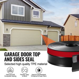 Guarnizione Universale per Porta del Garage da 20 Piedi, Sostituzione in Materiale Composito Morbido e Rigido, Sigillante per Parte Superiore e Laterale, Impermeabile per Appartamenti - Product Image 2