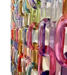 Eslabones de Cadena de Resina de Gran Tamaño en Dos Tonos con Diseño de Arte Folclórico que Resalta la Variedad de Colores para Decoración del Hogar CHAIN LINKS AL MALIK CRAFT - Product Image 2