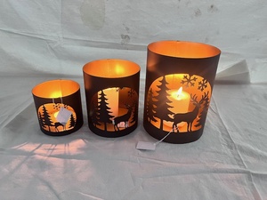 Juego de Portavelas de Hierro Hechos a Mano con Recortes de Paisajes Urbanos para Decoración del Hogar, Día de San Valentín - Product Image 5