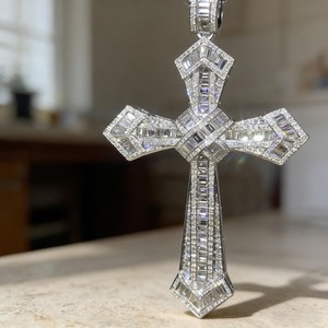 <b>Cross</b> <b>Charm</b> Pendant Hip Hop Jewelry Yellow - White Gold Plated 925 Sterling Silver Pass Diamond Tester Moissanite Iced Out Penda - Product Image 4