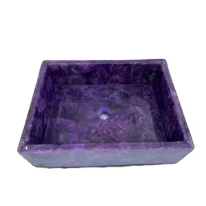 Lavabo de ágata, lavabo de lujo de piedra rectangular para encimera, lavabo ecológico, lavabo Wah de piedras preciosas opulentas - Product Image 1
