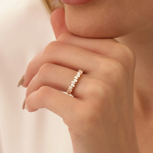 0.67 CT Pear Shape Half Eternity Diamond Band 14k Solid Gold _ Stackable <b>Ring</b>_ Diamond Anniversary Band _ Diamond Wedding <b>Ring</b> F - Product Image 3