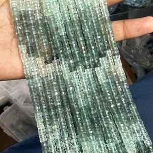 Cuentas de Aguamarina Azul Cielo 100% Naturales, Facetadas, en Forma de Neumático, de 5mm-6mm, 13 Pulgadas, Certificadas por CMA, para Joyería y Manualidades - Product Image 3
