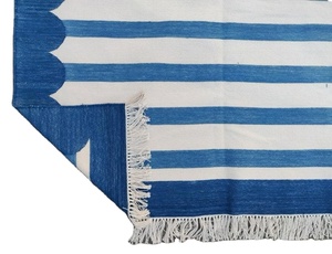 Wholesale High Quality Kilim Floral Handwoven Scallop Edge Flatweave Custom Modern Nautical Cotton Blend Jute Backing Area Rug - Product Image 2