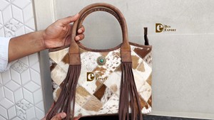 Bolso tote de cuero vacuno con flecos, estilo gitano bohemio, hecho a mano, de cuero auténtico, estilo western, elegante, para mujer, multiusos. - Product Image 2