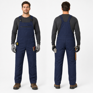 Custom Cotton Twill Bib <b>Overalls</b> for <b>Men</b> Adjustable Buckle Straps Zipper Chest Pocket Durable Factory Workwear - Product Image 6