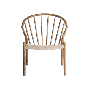 Sillón de Exterior Estilo Escandinavo Moderno, Asiento de Cuerda Tejida con Madera de Teca Sólida, Respaldo Ergonómico, Muebles de Patio Duraderos - Product Image 3