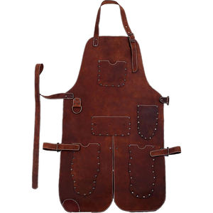 SALUBRIOUS SPORTS SS-LA-001 Unisex Polished Shiny Dark Cowhide Split Leather Welding Apron with <b>Spark</b> Proof Features - Product Image 6