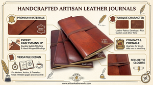 Cuadernos de bocetos de cuero de tapa dura hechos a mano con papel de algodón vintage de borde deshilachado, calidad artesanal premium para artistas y escritores - Product Image 6