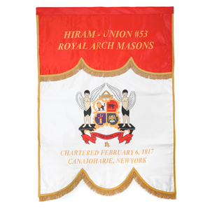 Estandarte del Capítulo de los Masones del Arco Real con flecos de hilo dorado y escudo impreso en serigrafía - Product Image 5