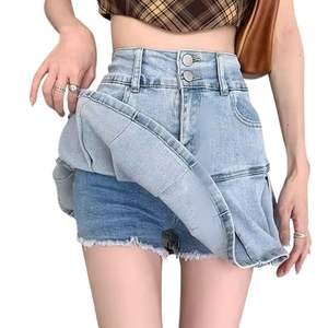 Minifalda Vaquera Azul Claro para Mujer, Cintura Alta, Plisada, con Logotipo Personalizado, Estilo Y2K, Largo hasta la Rodilla, Calidad Premium - Product Image 2