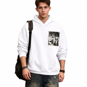 เสื้อฮู้ดดี้พรีเมียมผู้ชายแบบสั่งทำ OEM ODM ลายการ์ตูนฤดูใบไม้ผลิ เป็นมิตรกับสิ่งแวดล้อม ผ้าฟลีซ 300 กรัม โรงงานผลิตเสื้อผ้า บังกลาเทศ - Product Image 4