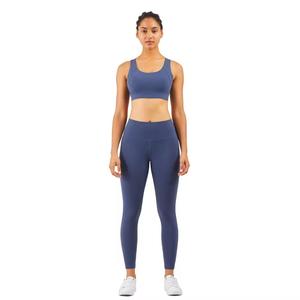 Ensemble de yoga 2 pièces pour femme : Leggings taille haute et crop top, couleur unie, sans couture, extensible, dos nageur, col rond - Product Image 1
