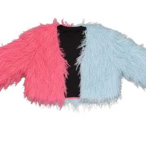 Pull colorblock à franges en plumes pour femme, veste longue à manches longues, top doux et duveteux, idéal pour les soirées et les boutiques de mode - Product Image 5