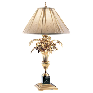 Lampe de table florale dorée avec abat-jour en forme de tambour, base en laiton, éclairage décoratif moderne pour salon, chambre à coucher - Product Image 6