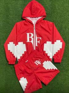 OEM <b>Pink</b> Hooded Windbreaker Tracksuit Set with Custom Logo Pixel Pattern Print Unisex Sporty Tracksuit Spring Casual Wear 2026 - Product Image 3