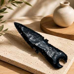 Cuchillo de Altar de Obsidiana Negra de 6 Pulgadas con Luna Creciente – Cuchillo Ritual Hecho a Mano para Venta al por Mayor de Artículos Metafísicos - Product Image 5