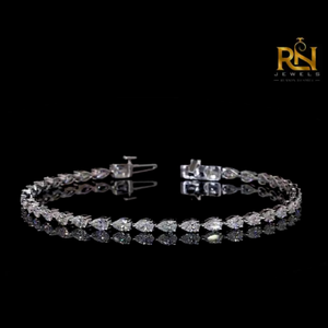 Pear Cut Lab Grown Diamond Tennis Bracelet Tear Drop Eternity Link Bracelet 9K 14K 18K <b>Solid</b> <b>Gold</b> Fine Jewelry - Product Image 4