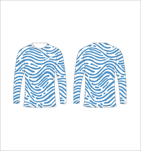 เสื้อยืดแขนยาวลายคลื่นทะเลสีน้ำเงินสไตล์ญี่ปุ่น คอกลม ลำลอง สตรีทแวร์ เสื้อออกกำลังกาย - Product Image 4