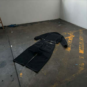 Clothing Custom Outfits Embroidered Contrast Stitch Denim Jeans Jacket Sets Oversized Heavyweight Denim <b>Pants</b> Sets for Men - Product Image 2