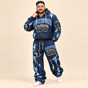 <b>Graphic</b> <b>Zip</b> <b>Up</b> <b>Hoodie</b> And Sweatpants Set REXFIT SPORTS Unisex Print Tracksuit Distressed Patches Custom Label Wholesale - Product Image 6
