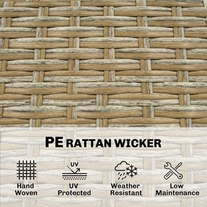 Set da Esterno in Legno di Acacia con Tavolo Alto e Sedie, 5 Pezzi in Vimini con 3 Ripiani e Cuscini Marroni - Product Image 6