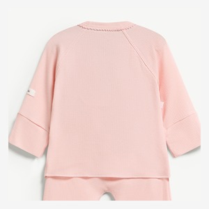 Ensemble 2 pièces pour bébé fille en Lyocell Spandex côtelé à manches longues avec boutons-pression, barboteuse à pieds pour nouveau-né, ODM Vietnam - Product Image 3