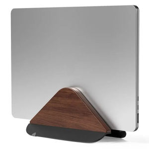 Walnut Wooden Laptop <b>Stand</b> Vertical Notebook Holder <b>Desktop</b> Docking Riser Space Saving Display <b>Stand</b> for MacBook - Product Image 1